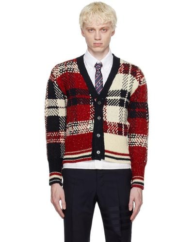 Thom Browne Multicolour Tartan Cardigan - Red