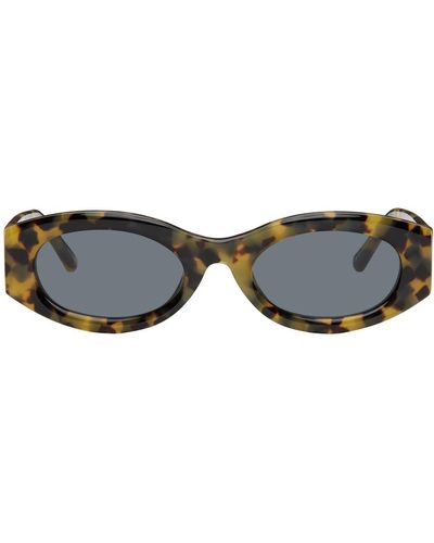 The Attico Brown Linda Farrow Edition Berta Oval Sunglasses - Black