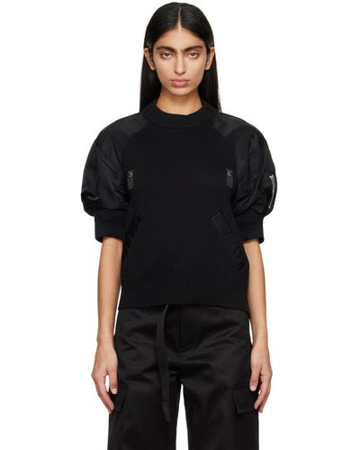 Sacai Black Paneled Sweater