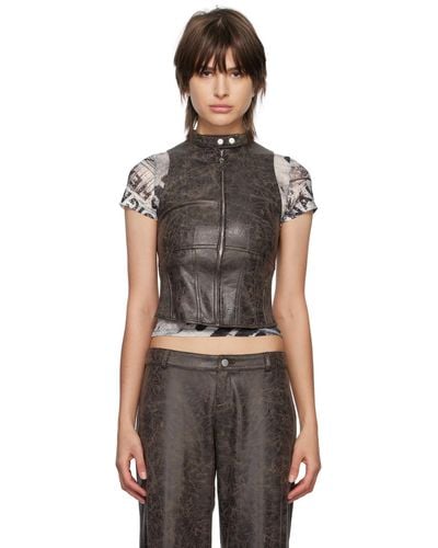 Miaou Hannah Jewett Edition Walker Faux-leather Vest - Black
