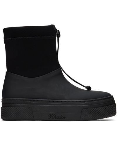 Khaite Culver Suede And Rubber Ankle Boots - Black