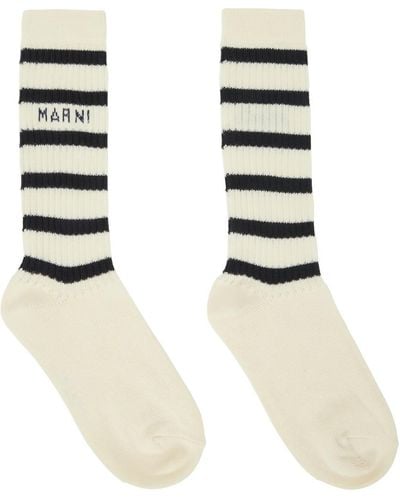 Marni Off-white Striped Socks - Natural