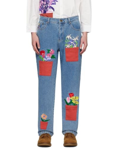 Kidsuper All Over Flower Pots Jeans - Blue