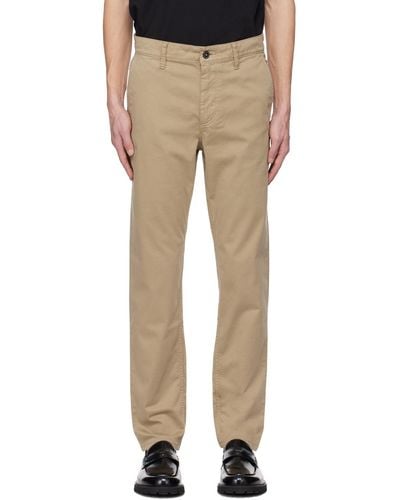 BOSS Beige Tapered-fit Trousers - Natural