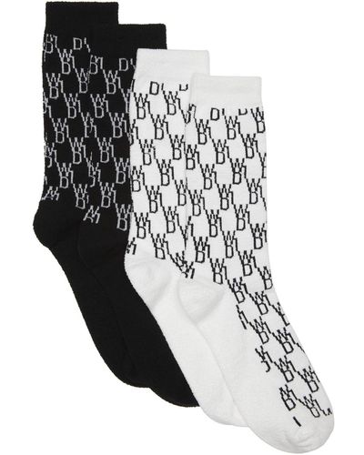 we11done Two-pack Jacquard Logo Crew Socks - Multicolor