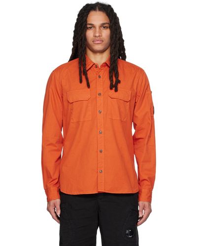 C.P. Company C.p. Company Orange Garment-dyed Shirt