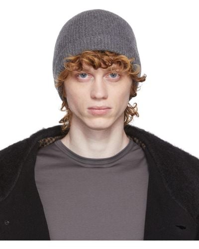 Sunspel Recycled Cashmere Ribbed Beanie - Black