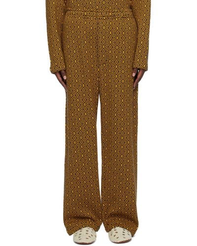 Bode Yellow & Navy Crescent Trousers - Natural
