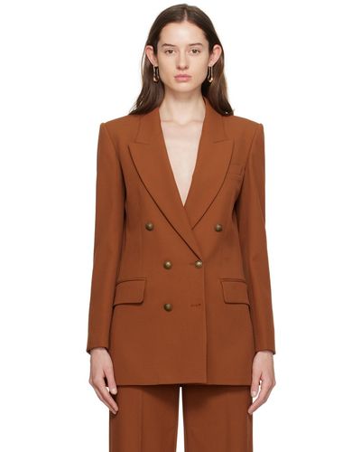 FRAME Double Breasted Blazer - Brown