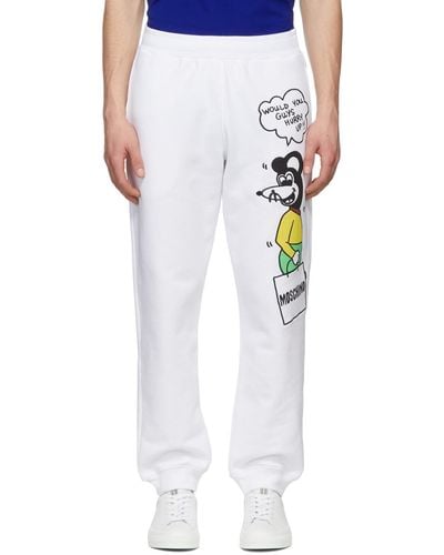 Moschino Pantalon de survêtement blanc en coton bio à image