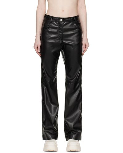 MSGM Black Panelled Faux-leather Trousers