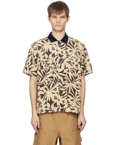 Sacai Brown & Beige Leaf Shirt - Multicolour
