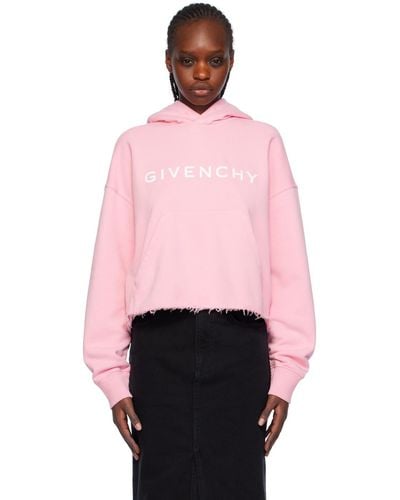 Givenchy Pull à capuche écourté rose
