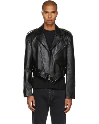 Pyer Moss Black Oversized Cropped Leather Jacket