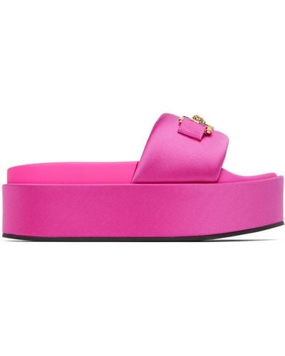 Versace Pink Medusa biggie Platform Sandals - Black