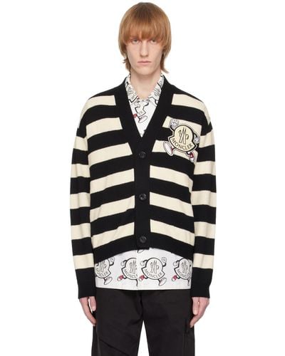 Moncler Black & White Striped Cardigan