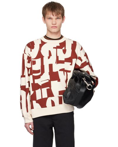 Dries Van Noten Burgundy & Off-white Oversized Sweatshirt - Multicolour