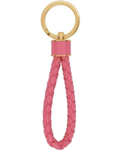 Bottega Veneta Pink Intrecciato Keychain - Red