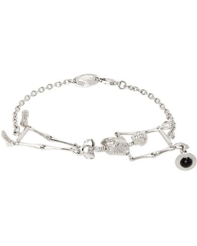 Vivienne Westwood Silver Skeleton Bracelet - Black