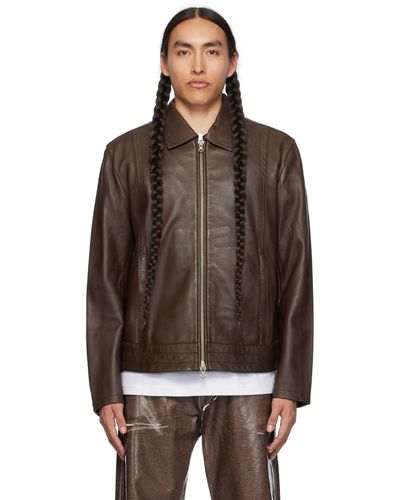 DIESEL Blouson l-hudson brun en cuir - Noir