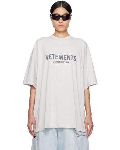 Vetements Gray Printed T-shirt - White