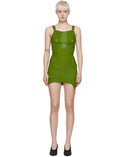 Acne Studios Green Cotton Mini Dress - Multicolor