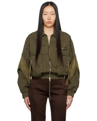 Blumarine Khaki Padded Bomber Jacket - Brown