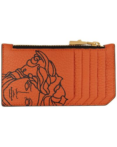 Versace Orange Pop Medusa Long Zip Card Holder