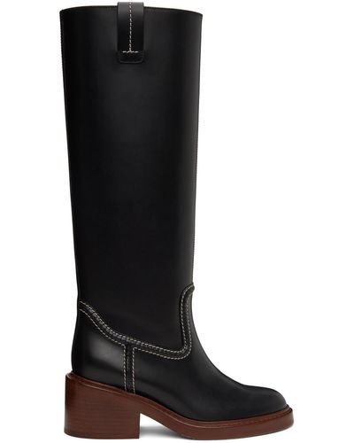 Chloé Knee Leather Boots - Black