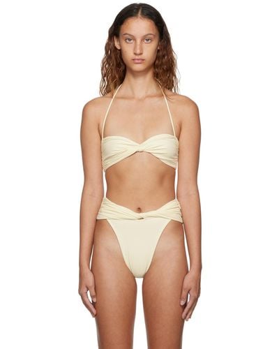 Magda Butrym Off- Twist Bandeau Bikini Top - Natural