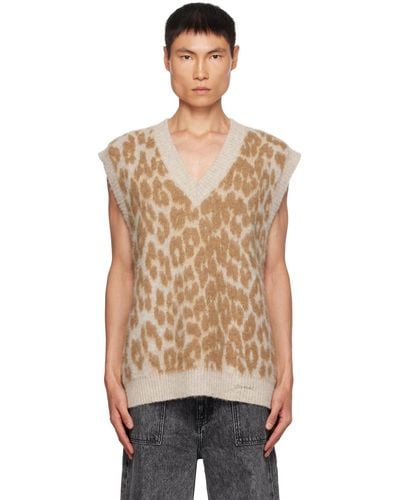 Ganni Brown Leopard Vest - Black