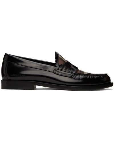 Burberry & Brown Check Loafers - Black