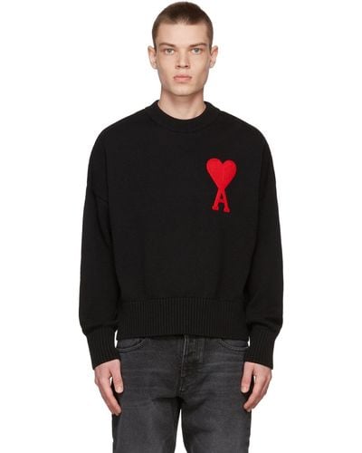 Ami Paris Oversize Ami De Cœur Crewneck Sweater - Black