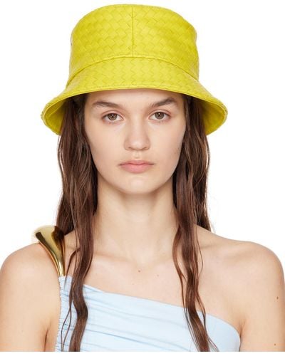 Bottega Veneta Yellow Intrecciato Bucket Hat - Green