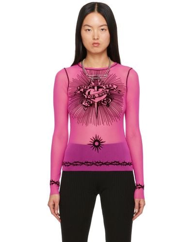 Jean Paul Gaultier Pink 'safe Sex' Long Sleeve T-shirt