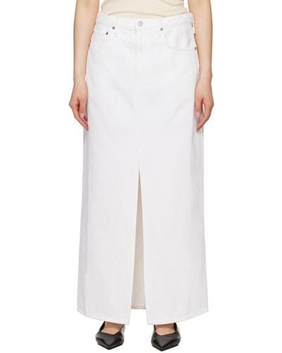 Agolde Leif Denim Maxi Skirt - White