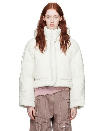 Acne Studios Off-white Hooded Down Jacket - Multicolor