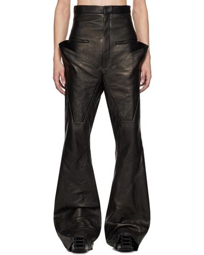 Rick Owens Dirt Slivered Leather Trousers - Black