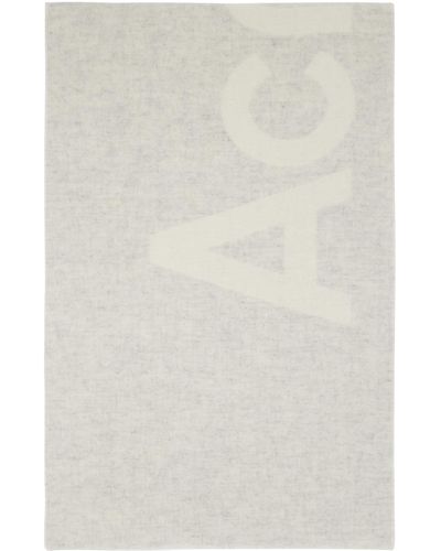 Acne Studios Écharpe gris à logo en tissu jacquard - Multicolore