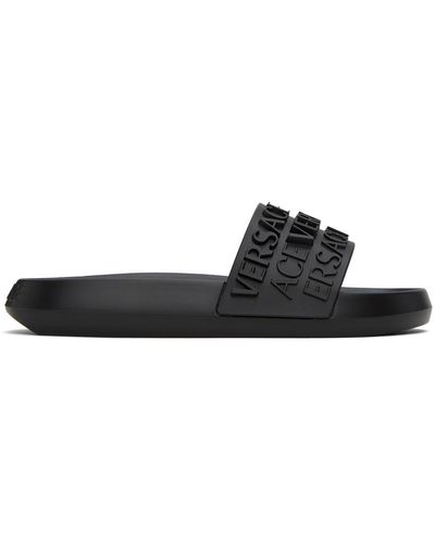 Versace Black Allover Slides