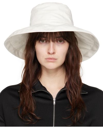 Jil Sander White Bucket Beach Hat - Black