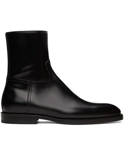 Dries Van Noten Black Leather Zip-up Boots