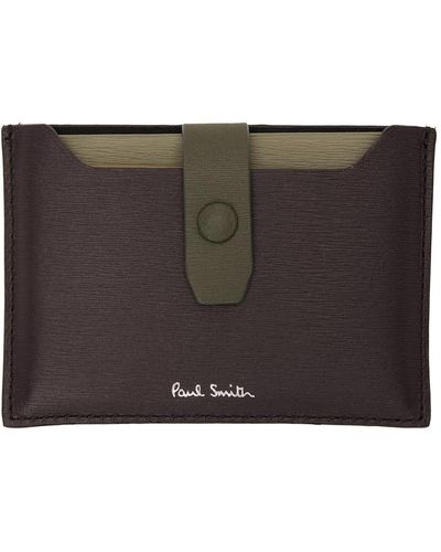 Paul Smith Burgundy Leather Card Holder - Black