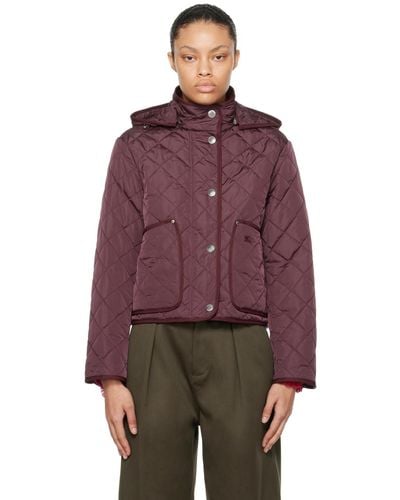 Burberry Quilted Cropped Jacket - Purple