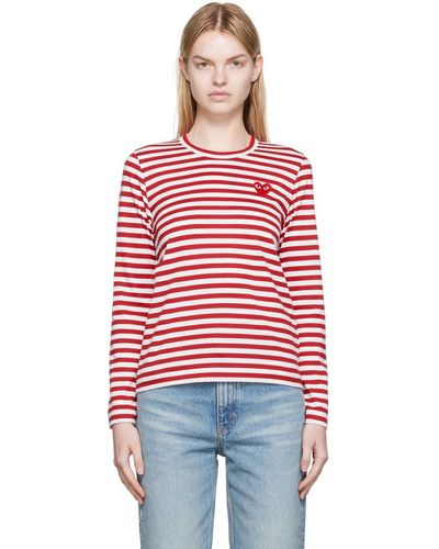 COMME DES GARÇONS PLAY Comme Des Garçons Play Heart Patch Long Sleeve T-shirt - Red