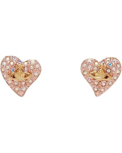Vivienne Westwood Rose Tiny Diamante Heart Earrings - Black