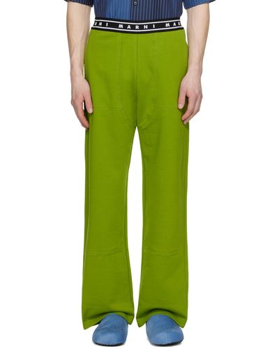Marni Pantalon de survêtement vert à trois poches