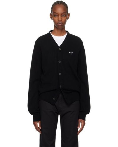 COMME DES GARÇONS PLAY Comme des garçons play cardigan noir à écusson à logo