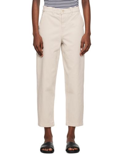 Sunspel Beige Tapered Trousers - Natural