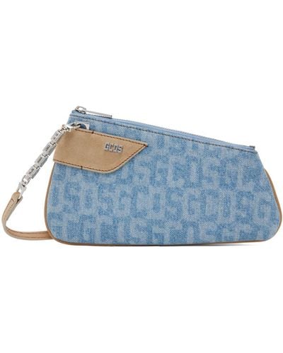 Gcds Blue Comma Notte Monogram Denim Shoulder Bag